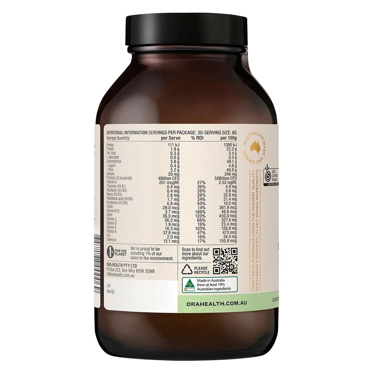 Thumbnail Ora Organic Greens Superpowder 240g