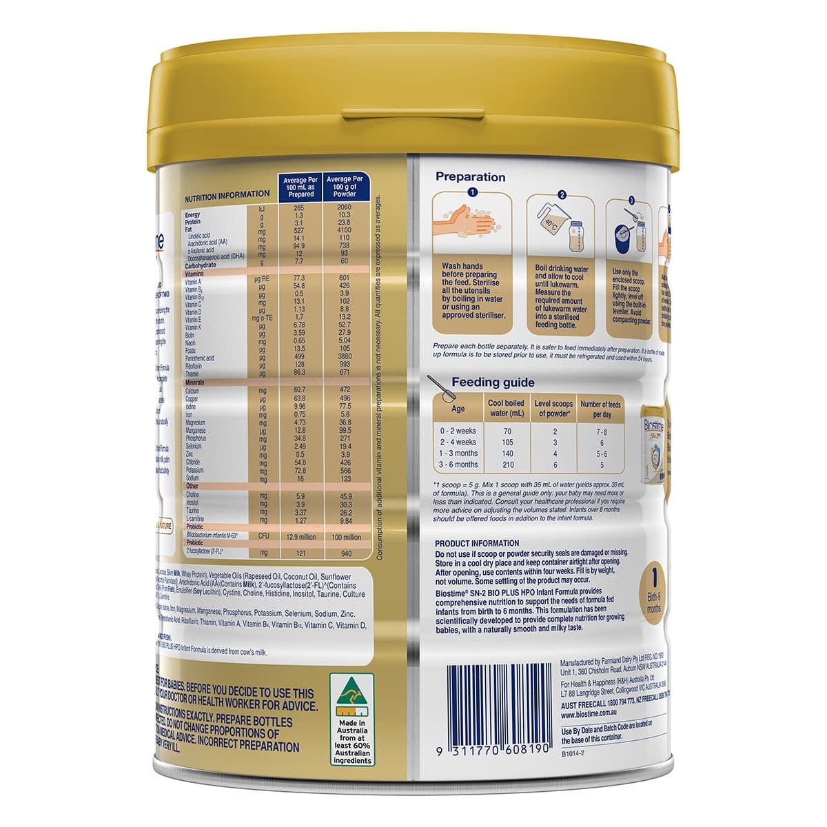 Thumbnail Biostime SN-2 Bio Plus HPO Infant Formula (0-6 months) - 800g