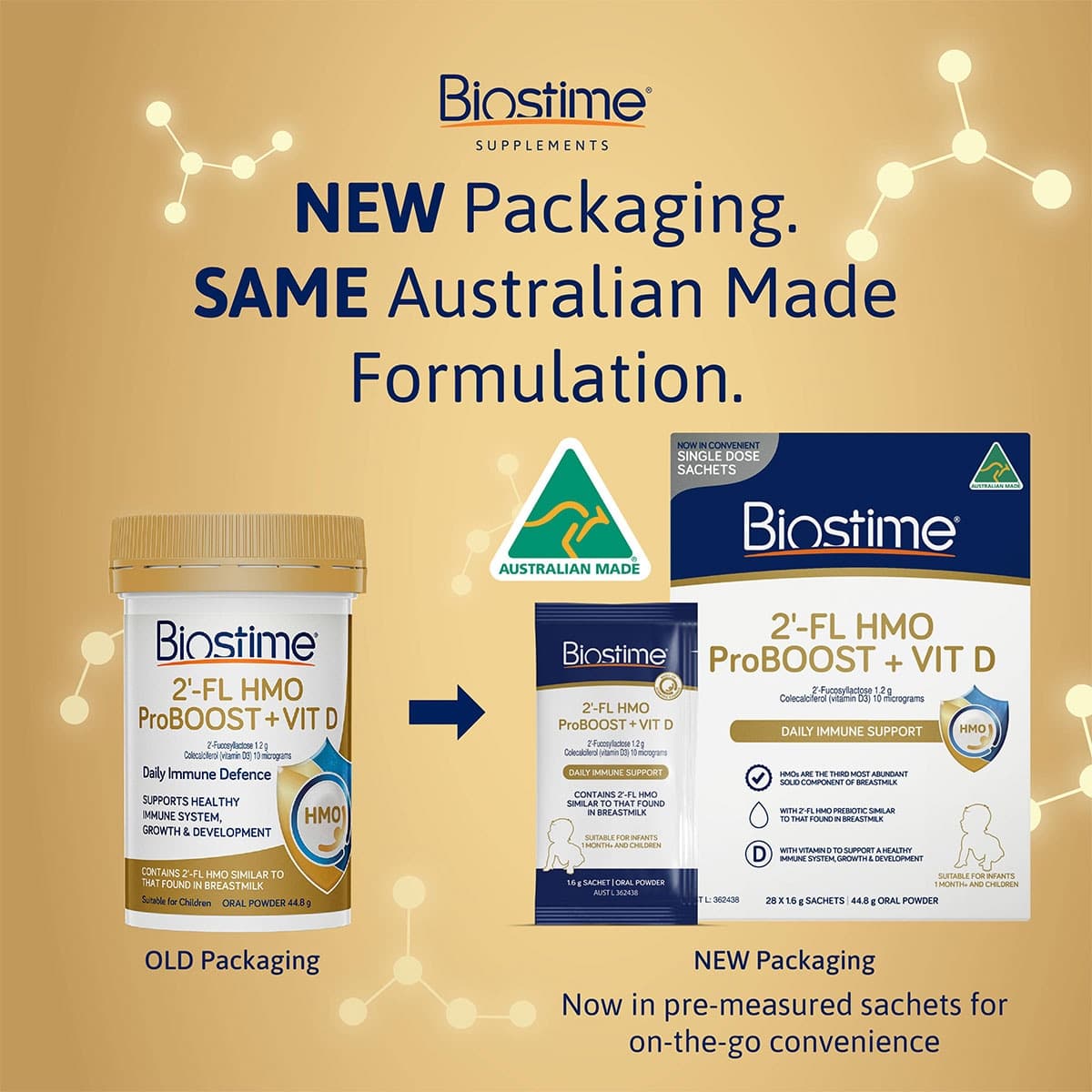 Thumbnail Biostime 2 FL HMO Proboost+Vitamin D Powder 28 x 1.6g Sachets