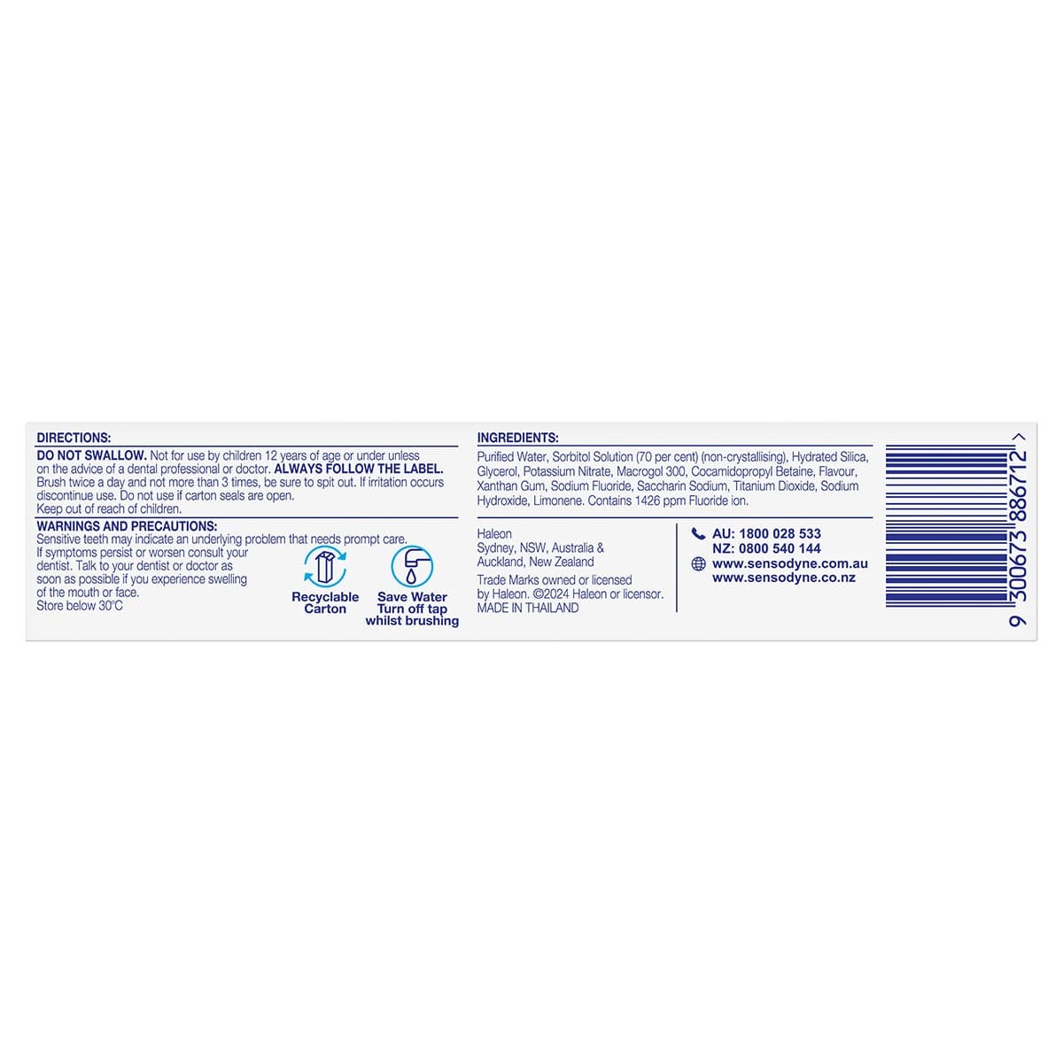 Thumbnail Sensodyne Whitening Sensitivity & Enamel Toothpaste 100g
