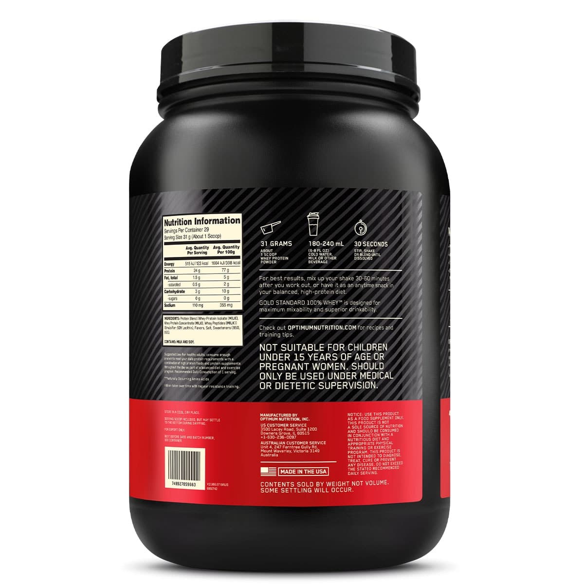 Thumbnail Optimum Nutrition Gold Standard 100% Whey Protein Powder Vanilla Creme 907g
