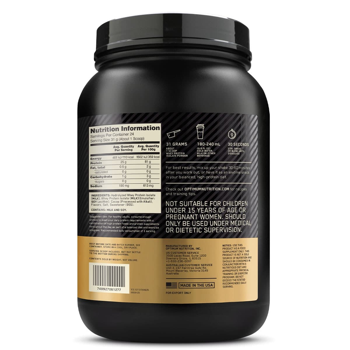Thumbnail Optimum Nutrition Gold Standard 100% WPI Chocolate 744g