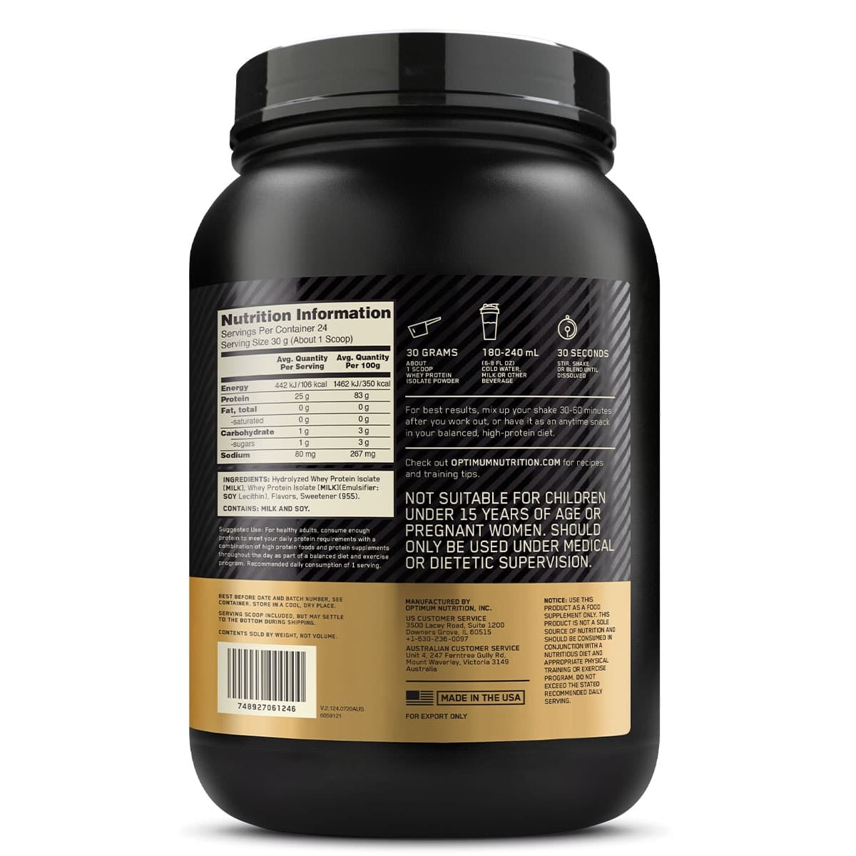 Thumbnail Optimum Nutrition Gold Standard 100% WPI Vanilla 720g