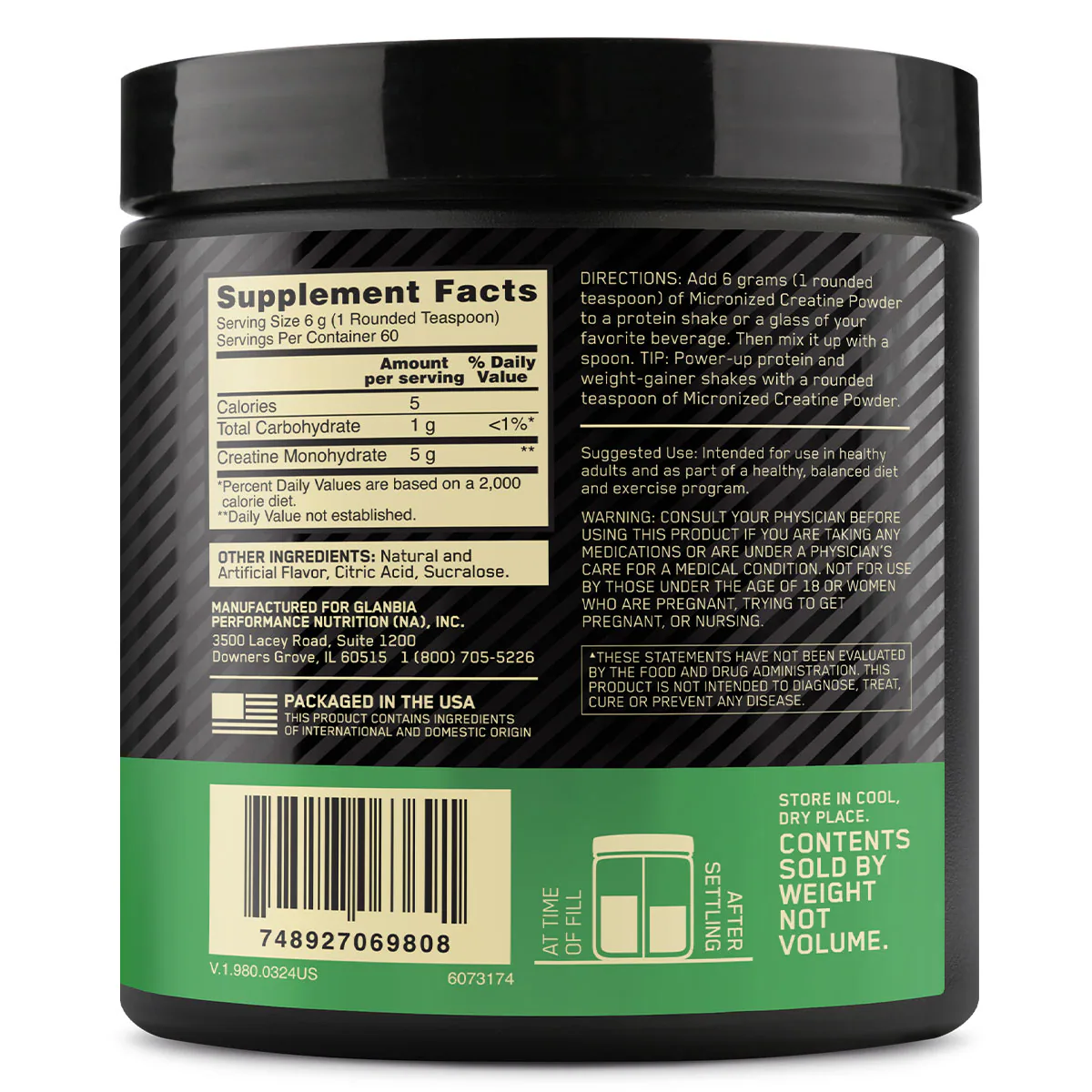Thumbnail Optimum Nutrition Micronized Creatine Monohydrate Powder Blueberry Lemonade 360g