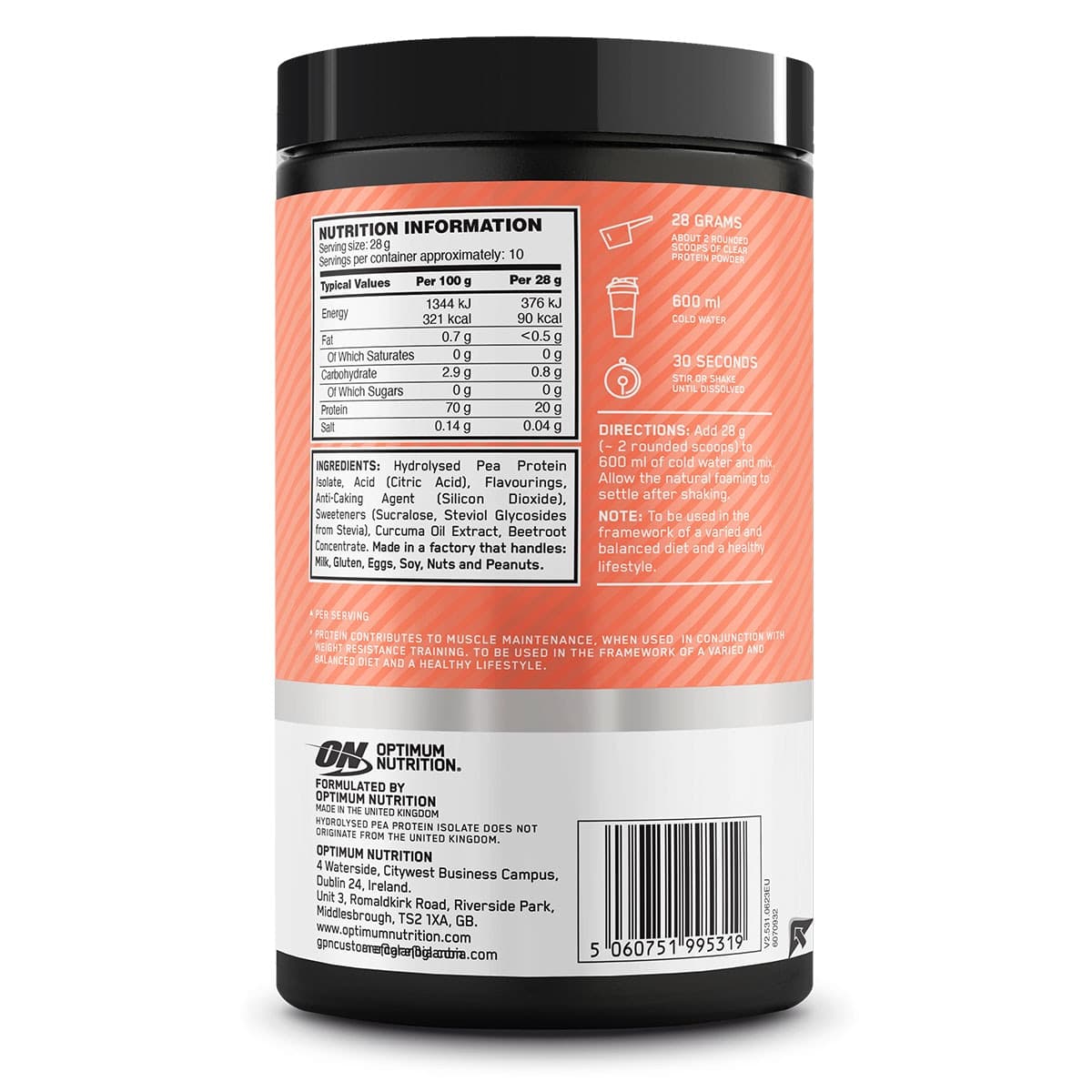 Thumbnail Optimum Nutrition Clear Plant Protein Isolate Juicy Peach 280g
