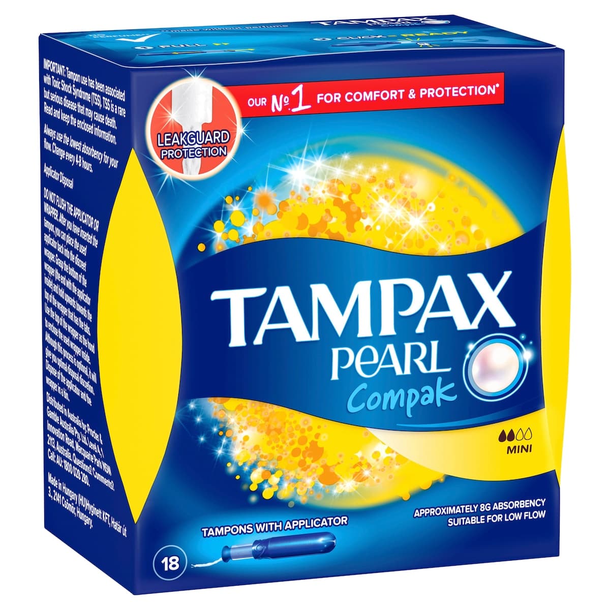 Thumbnail Tampax Pearl Compak Mini Tampons with Applicator 18 Pack
