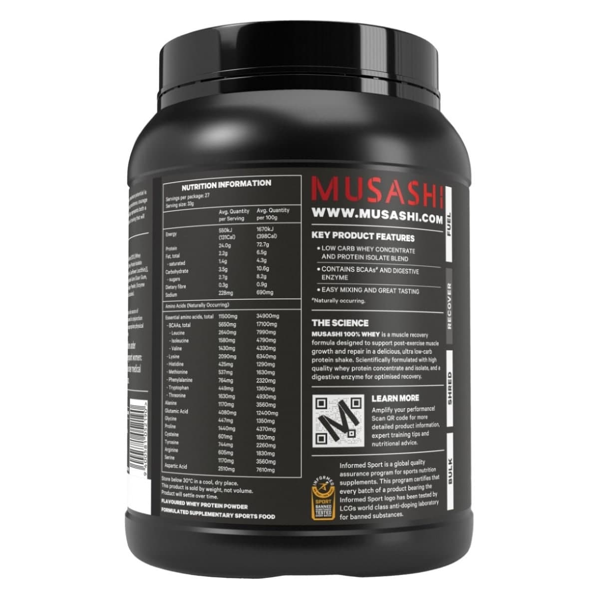 Thumbnail Musashi 100% Whey Protein Powder Salted Caramel 900g