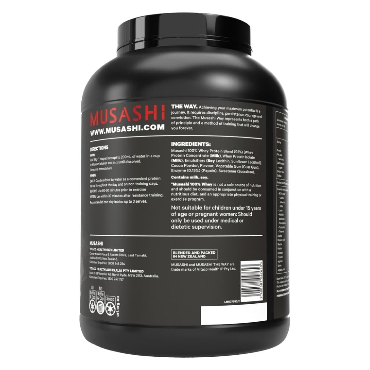 Thumbnail Musashi 100% Whey Protein Powder Chocolate 2kg