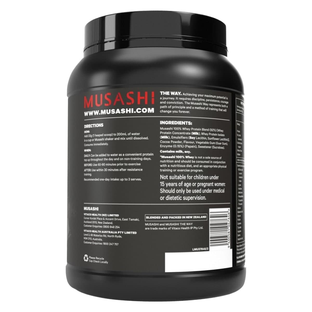 Thumbnail Musashi 100% Whey Protein Powder Chocolate 900g
