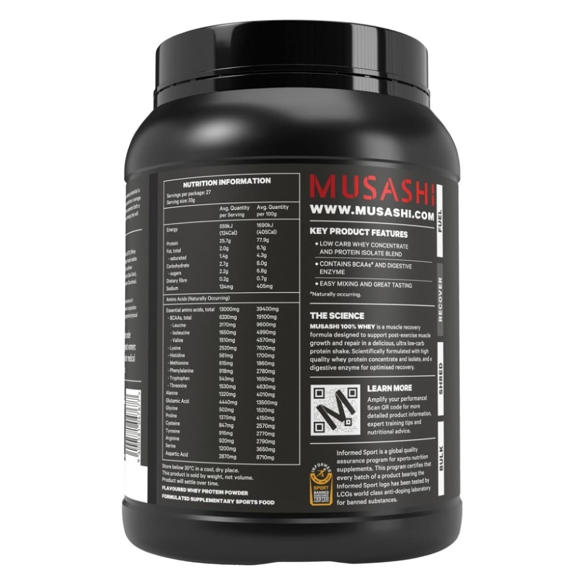 Thumbnail Musashi 100% Whey Protein Powder Vanilla 900g