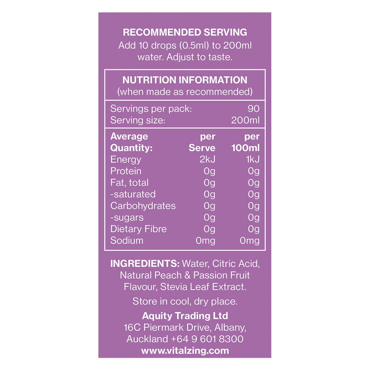 Thumbnail Vital Zing Water Drops Peach & Passionfruit 45ml