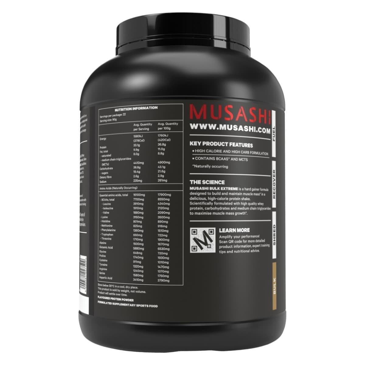 Thumbnail Musashi Bulk Extreme Protein Powder Vanilla 2kg