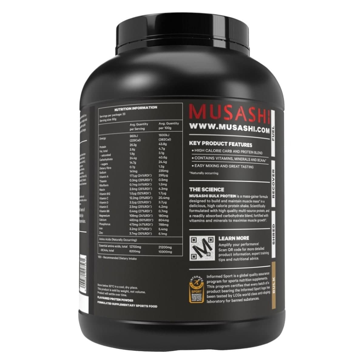 Thumbnail Musashi Bulk Protein Powder Vanilla 2kg