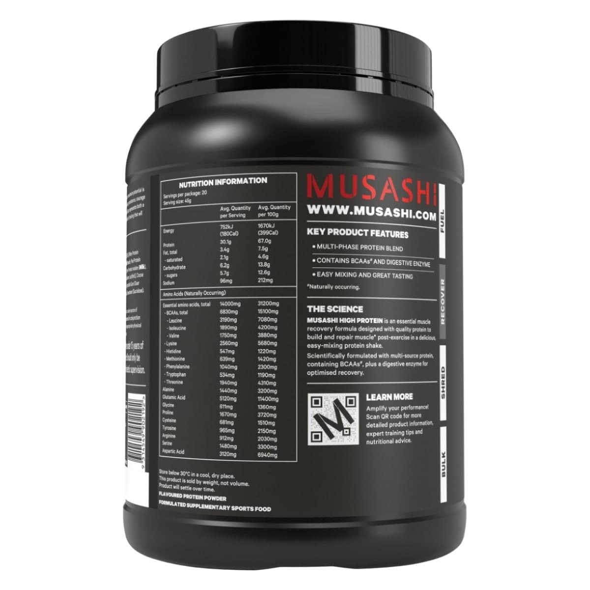 Thumbnail Musashi High Protein Powder Chocolate 900g