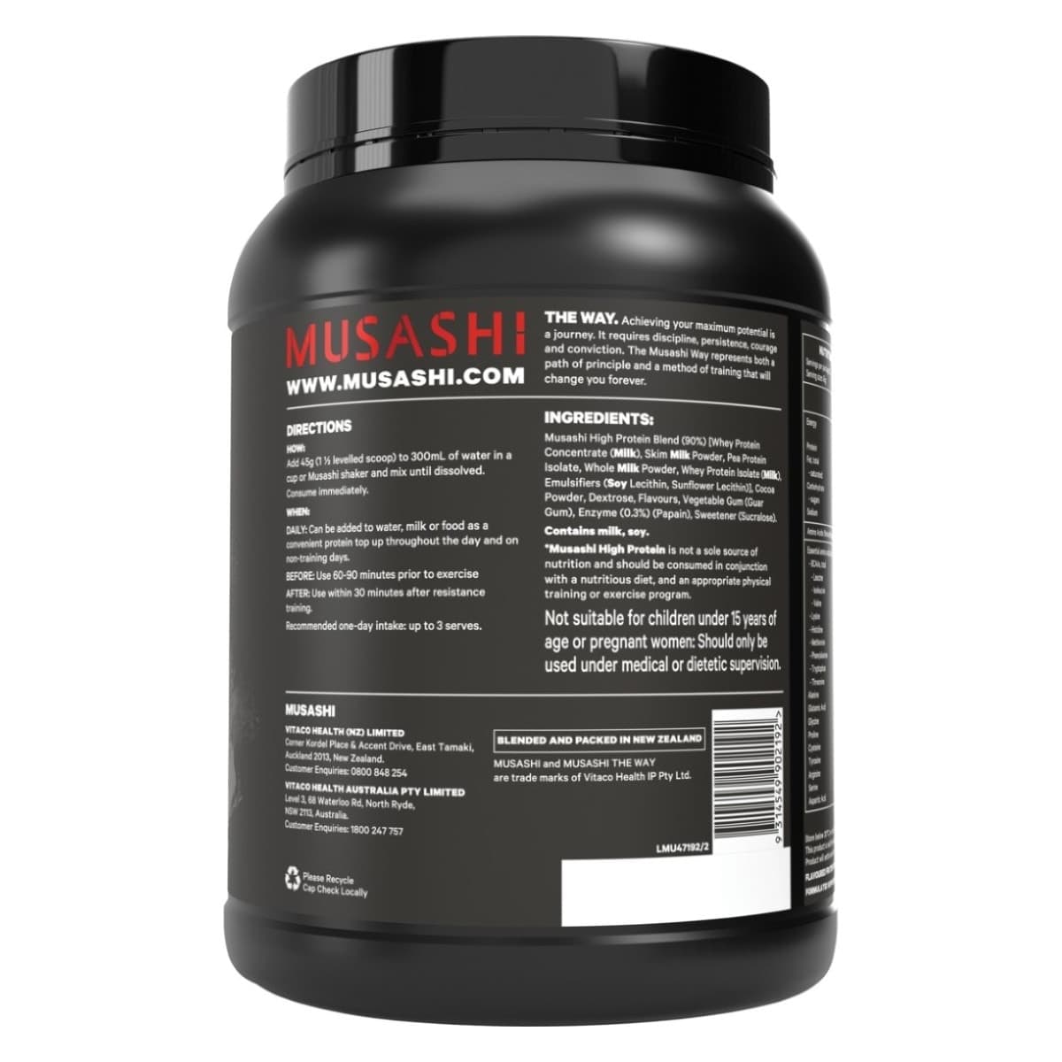 Thumbnail Musashi High Protein Powder Chocolate 900g