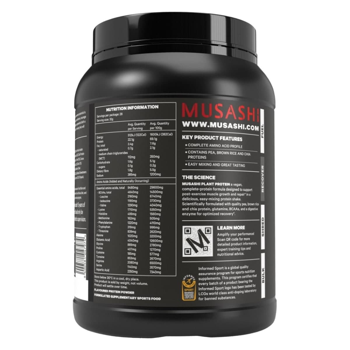 Thumbnail Musashi Plant Protein Powder Chocolate 900g