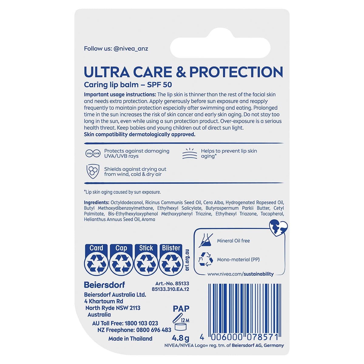 Thumbnail Nivea Lip Ultra Care & Protection SPF50 4.8g