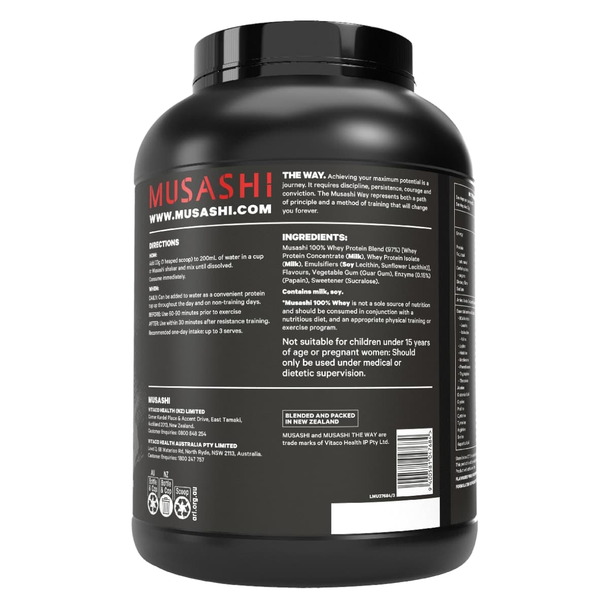 Thumbnail Musashi 100% Whey Protein Powder Vanilla 2kg