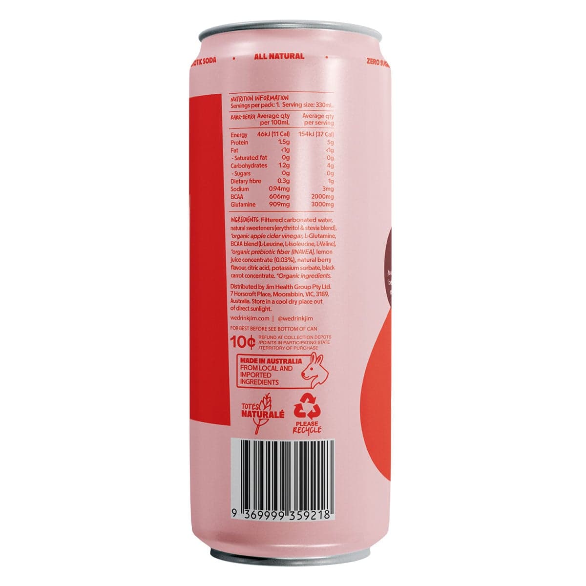 Thumbnail JiM Protein + Prebiotic Functional Soda No Sugar Rarr-Berry 330ml