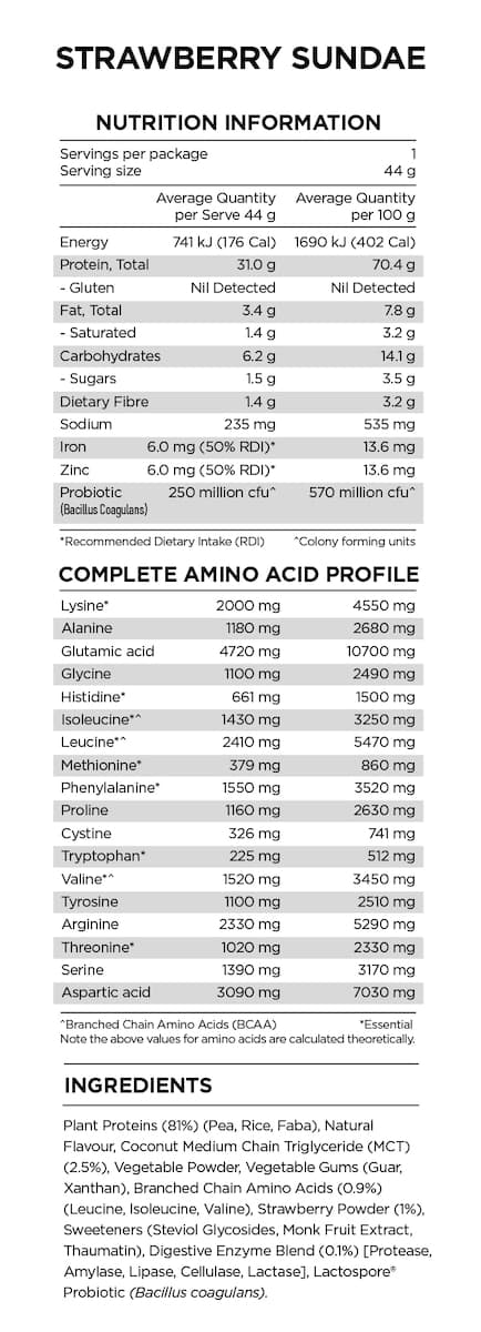 Thumbnail Pranaon Power Plant Protein Strawberry Sundae 500g