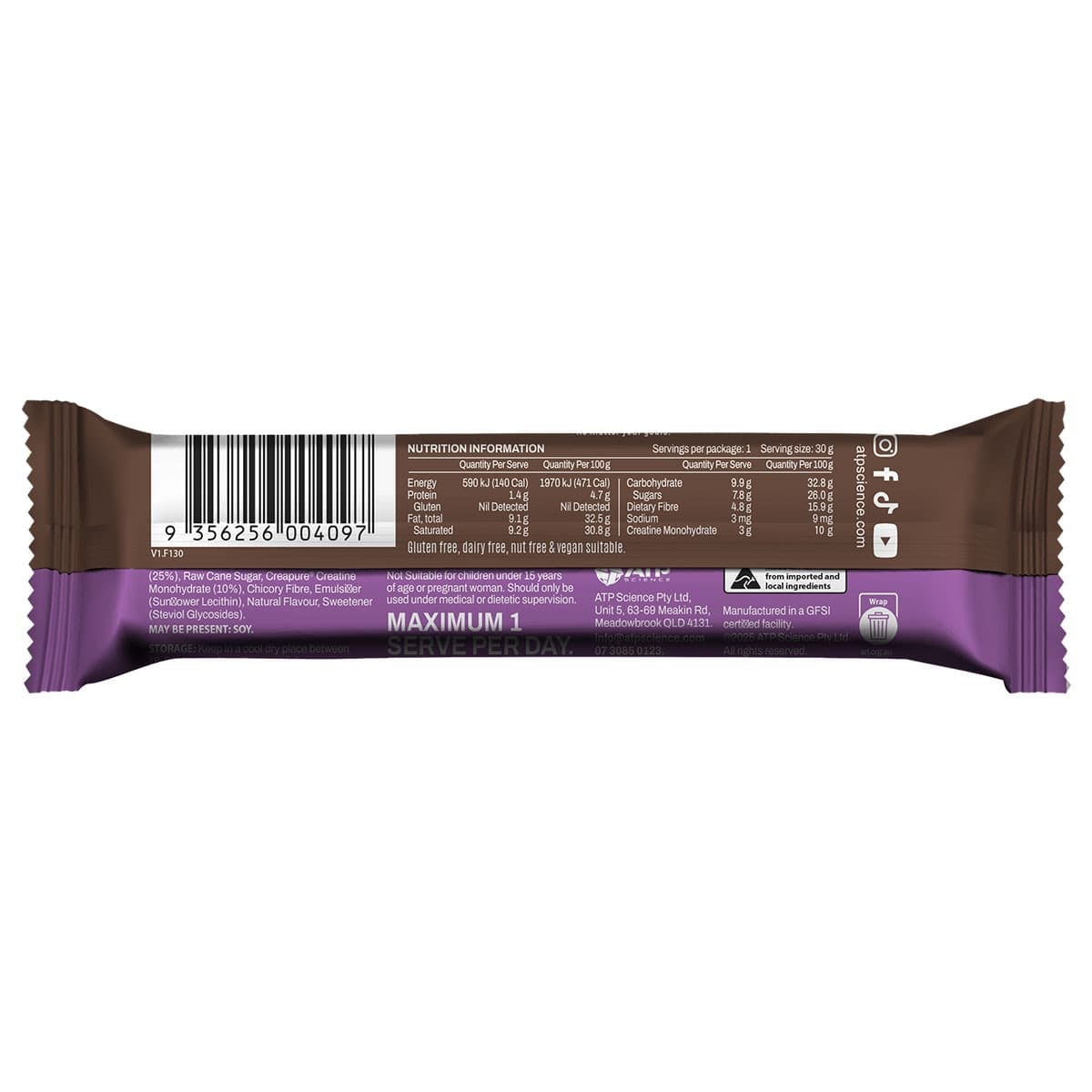 Thumbnail ATP Science Noway Creatine Monohydrate Bar Milk Choc 30g