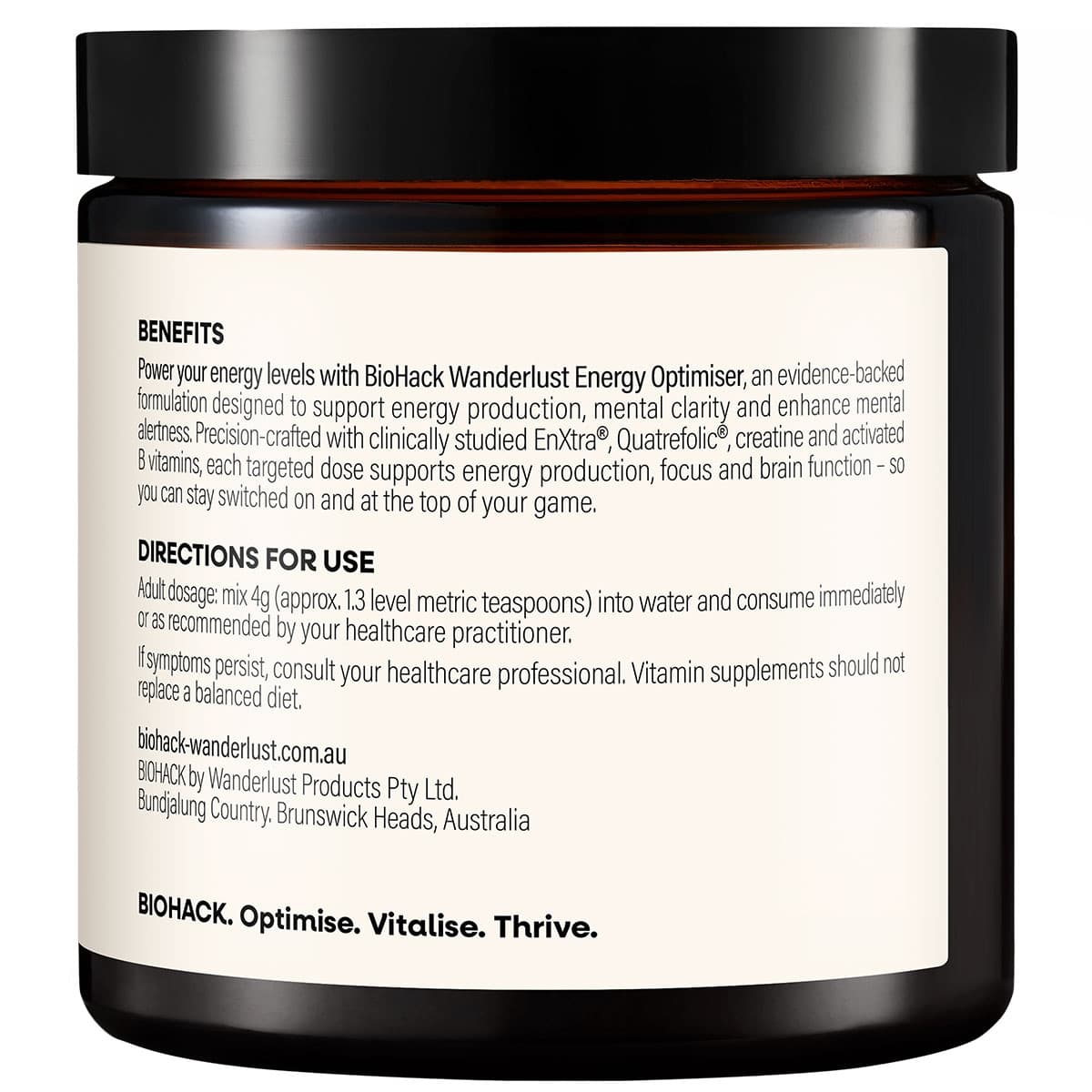 Thumbnail BioHack Wanderlust Energy Optimiser Powder 120g
