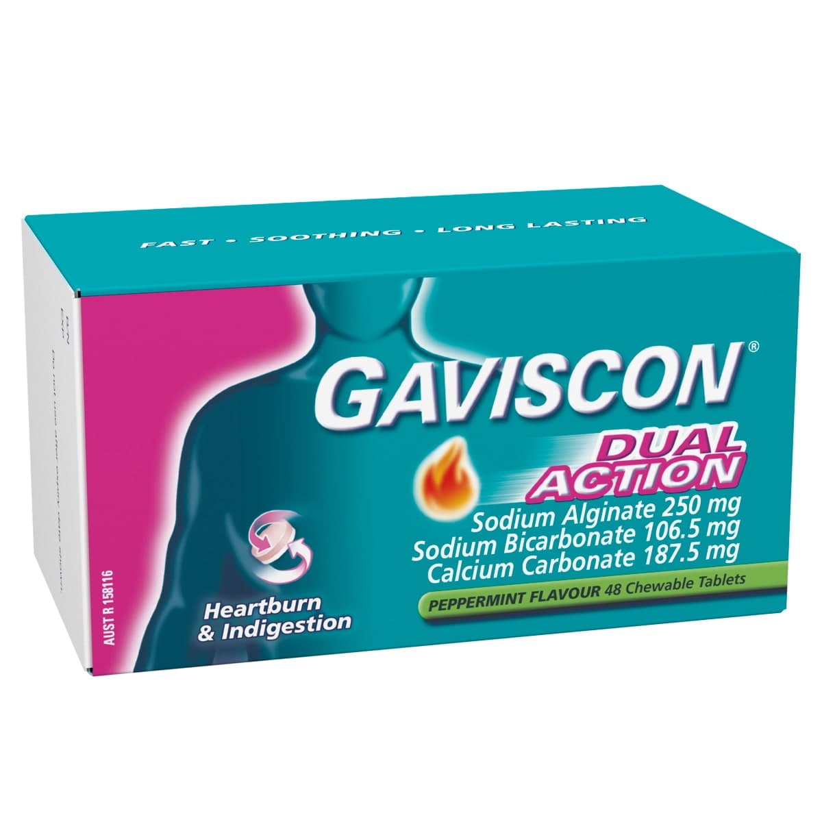 Thumbnail Gaviscon Dual Action Peppermint Chewable Tablets 48 Pack