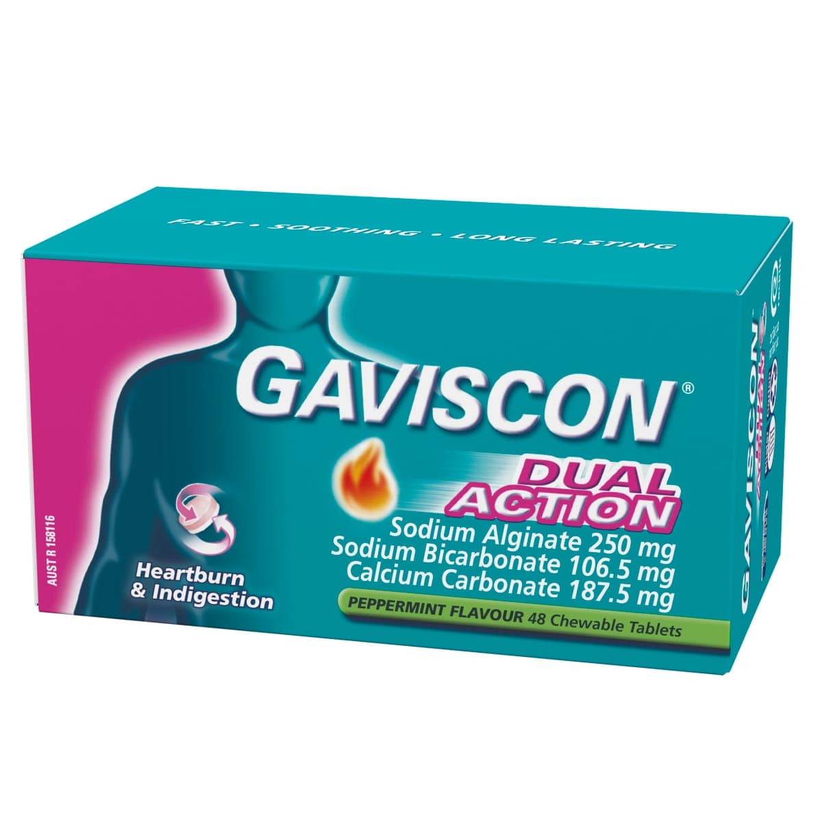 Thumbnail Gaviscon Dual Action Peppermint Chewable Tablets 48 Pack