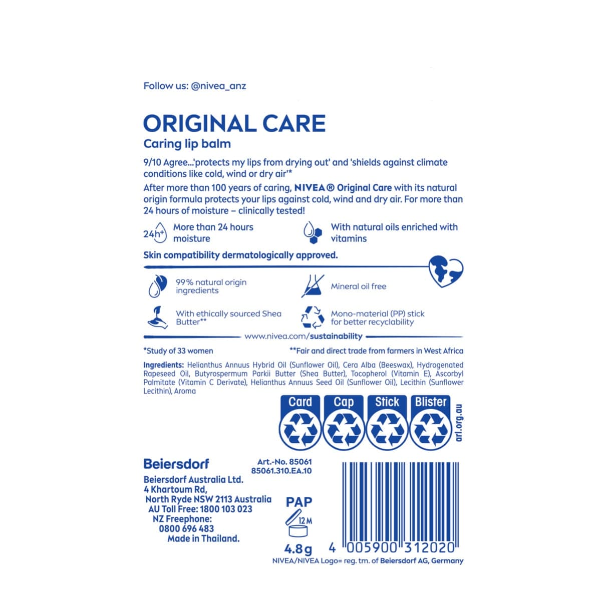Thumbnail Nivea Original Care Lip Balm 4.8g