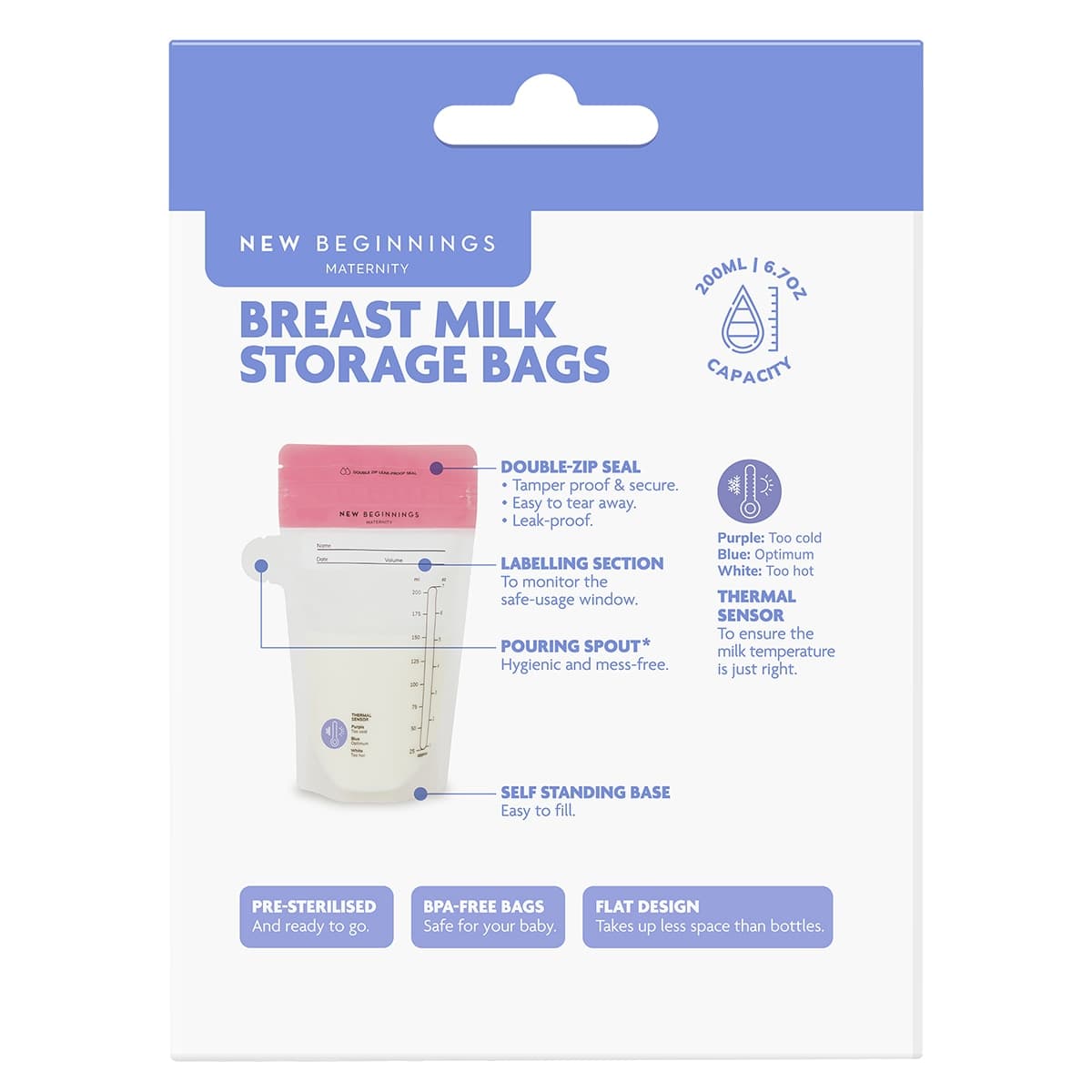 Thumbnail New Beginnings Breast Milk Storage Bags 25 Pieces