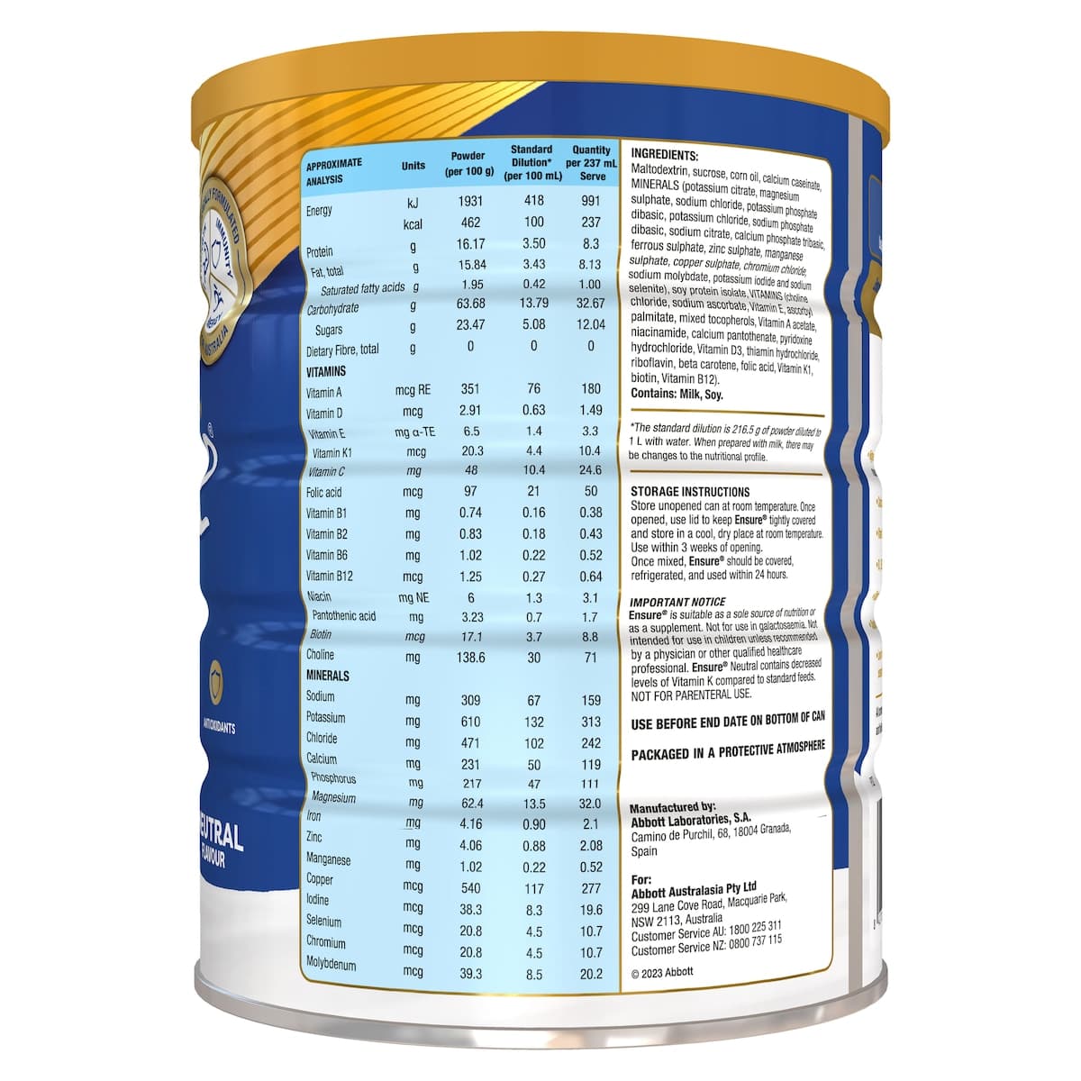 Thumbnail Ensure Powder Neutral 850g