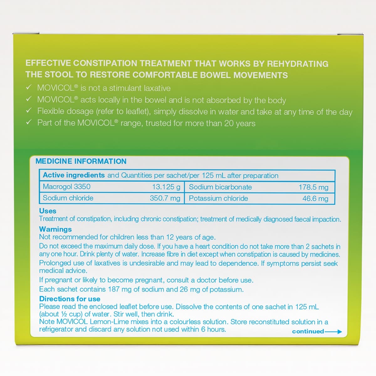Thumbnail Movicol Adult Lemon-Lime Sachets 30 x 13g