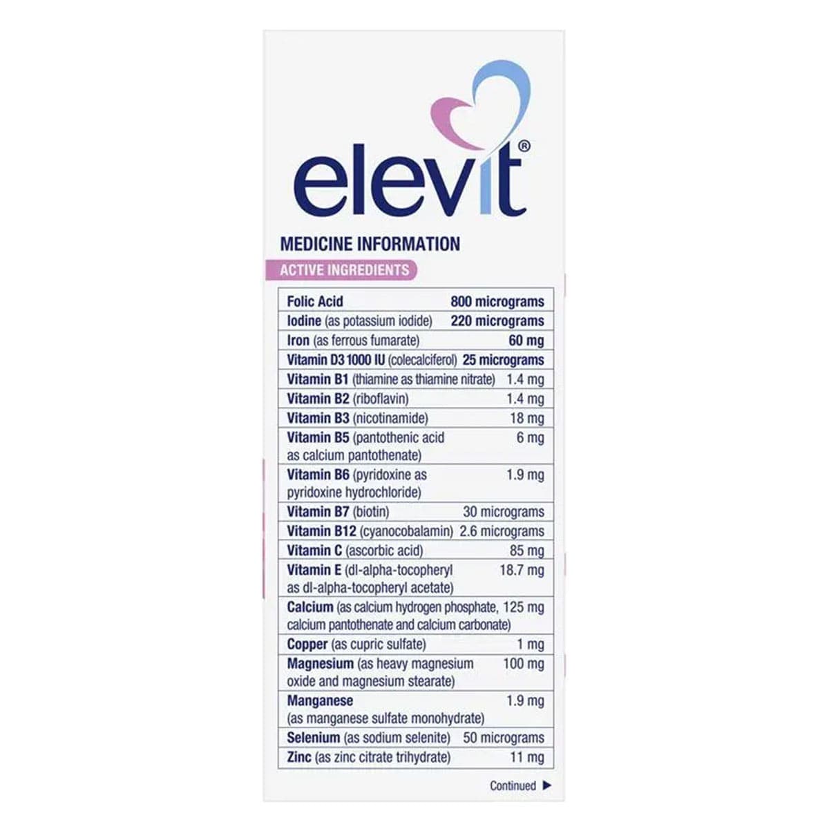 Thumbnail Elevit Pre-conception & Pregnancy Multivitamin 100 Tablets (New Formula)