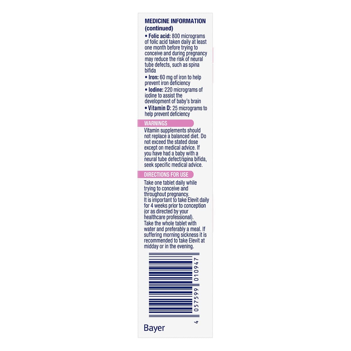 Thumbnail Elevit Pre-conception & Pregnancy Multivitamin 30 Tablets New Formula