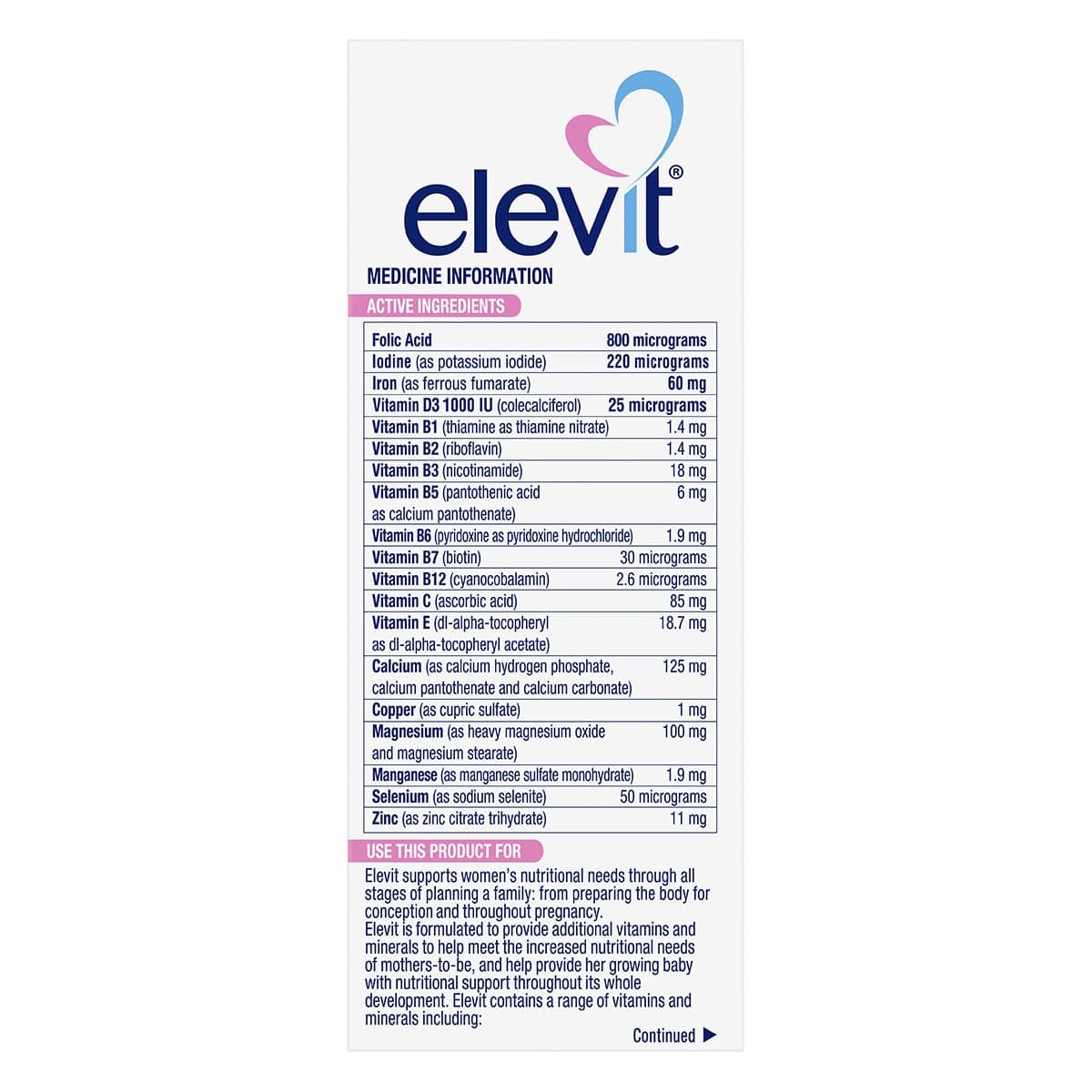 Thumbnail Elevit Pre-conception & Pregnancy Multivitamin 30 Tablets New Formula
