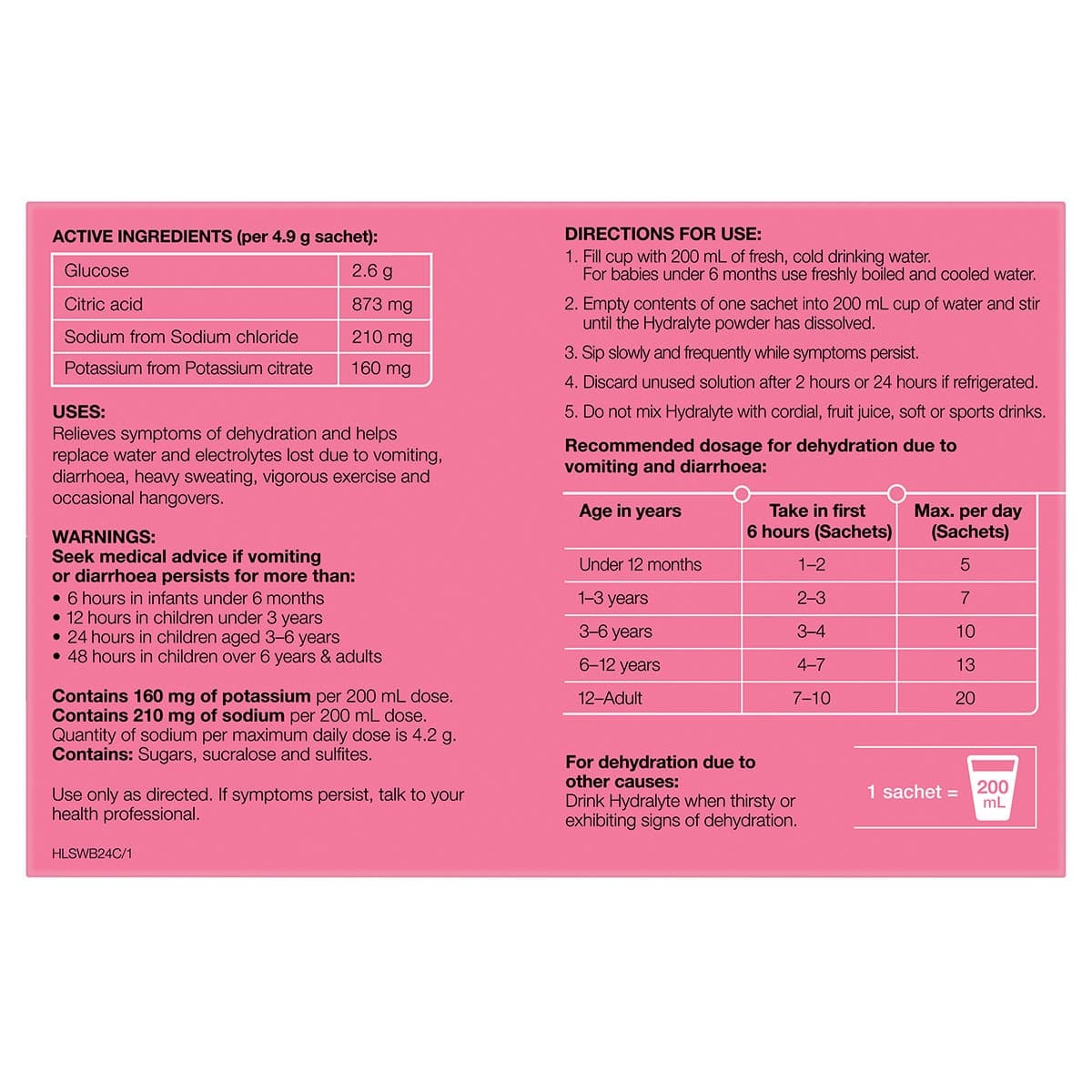 Thumbnail Hydralyte Electrolyte Powder Watermelon Burst 24 x 4.9g Sachets
