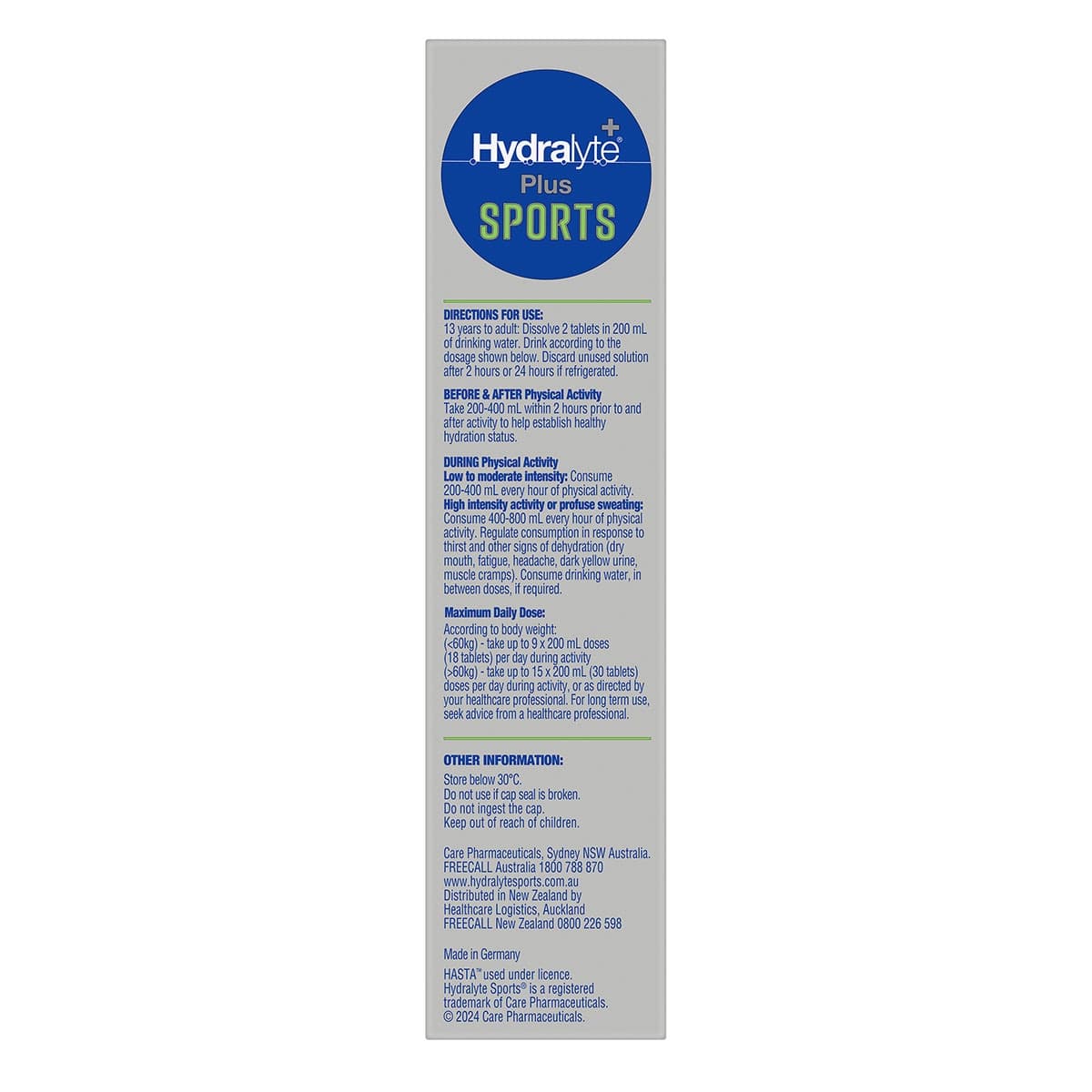 Thumbnail Hydralyte Plus Sports Effervescent Electrolyte Tablets Lemon Lime 20 Pack