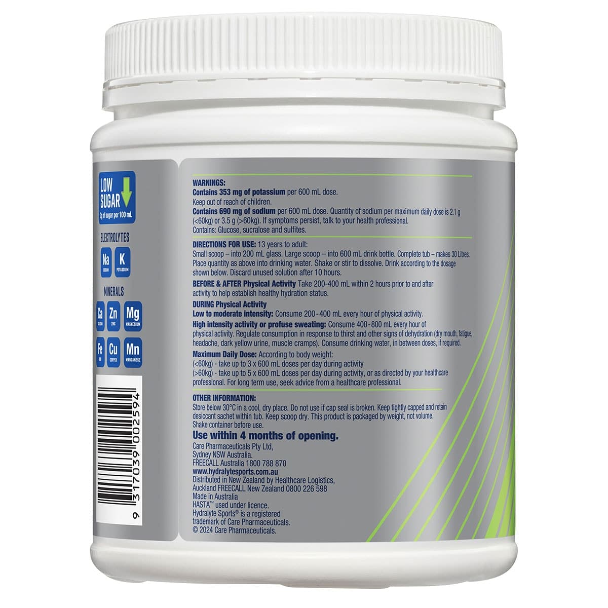 Thumbnail Hydralyte Plus Sports Electrolyte Powder Lemon Lime 900g