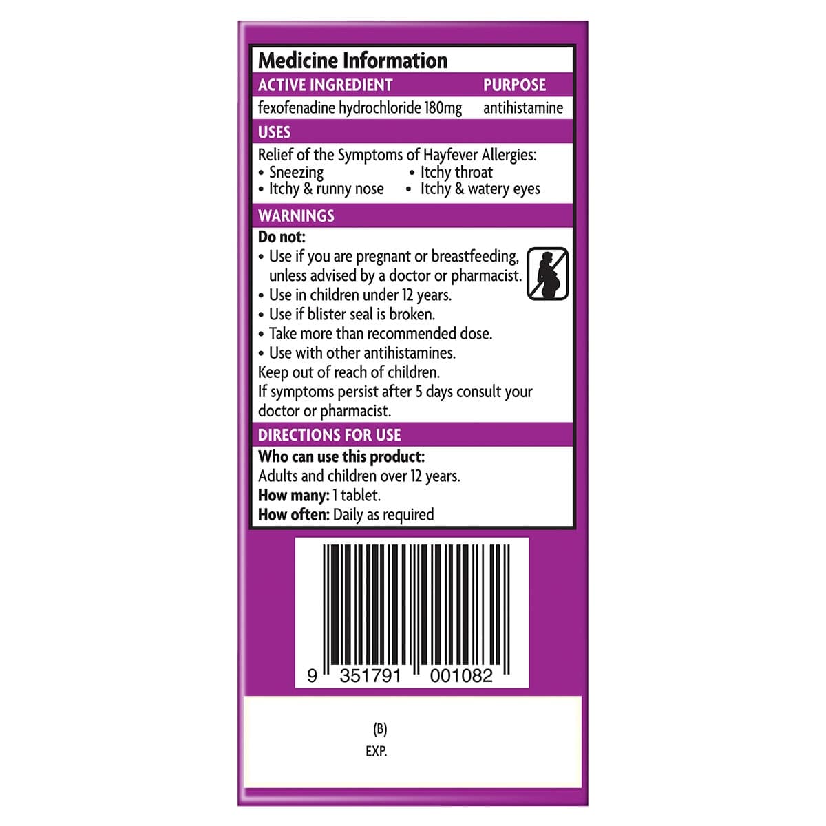 Thumbnail Telfast Allergy & Hayfever Relief 180mg 5 Tablets