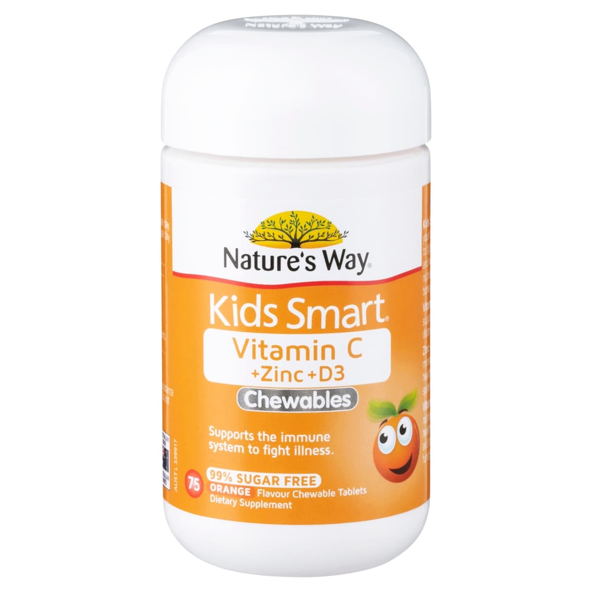 Thumbnail Nature's Way Kids Smart Vitamin C + Zinc + D3 99.9% Sugar Free 75 Chewable Tablets