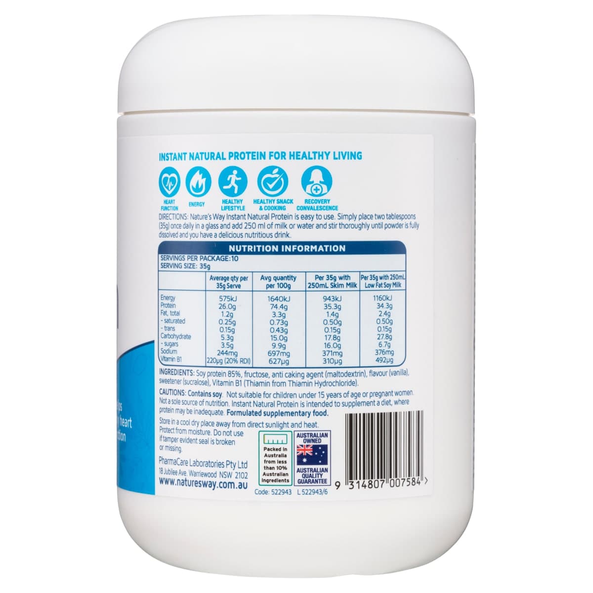 Thumbnail Nature's Way Instant Natural Plant Based Protein Powder Vanilla 375g