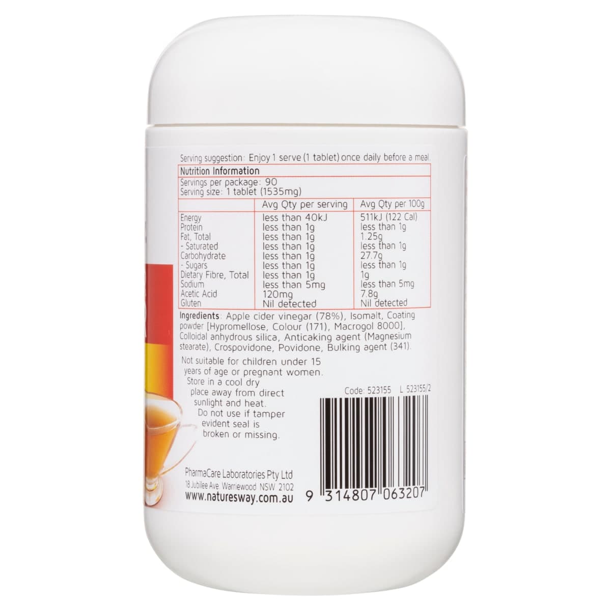 Thumbnail Nature's Way Apple Cider Vinegar Max 1200mg 90 Tablets