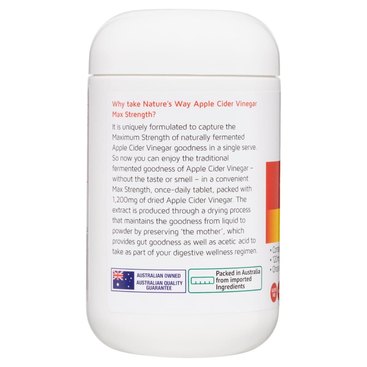 Thumbnail Nature's Way Apple Cider Vinegar Max 1200mg 90 Tablets