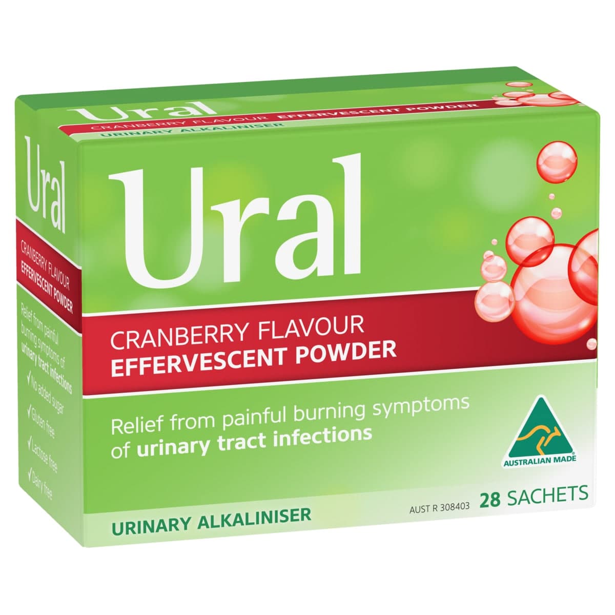 Thumbnail Ural Effervescent Powder Cranberry 28 x 4g Sachets