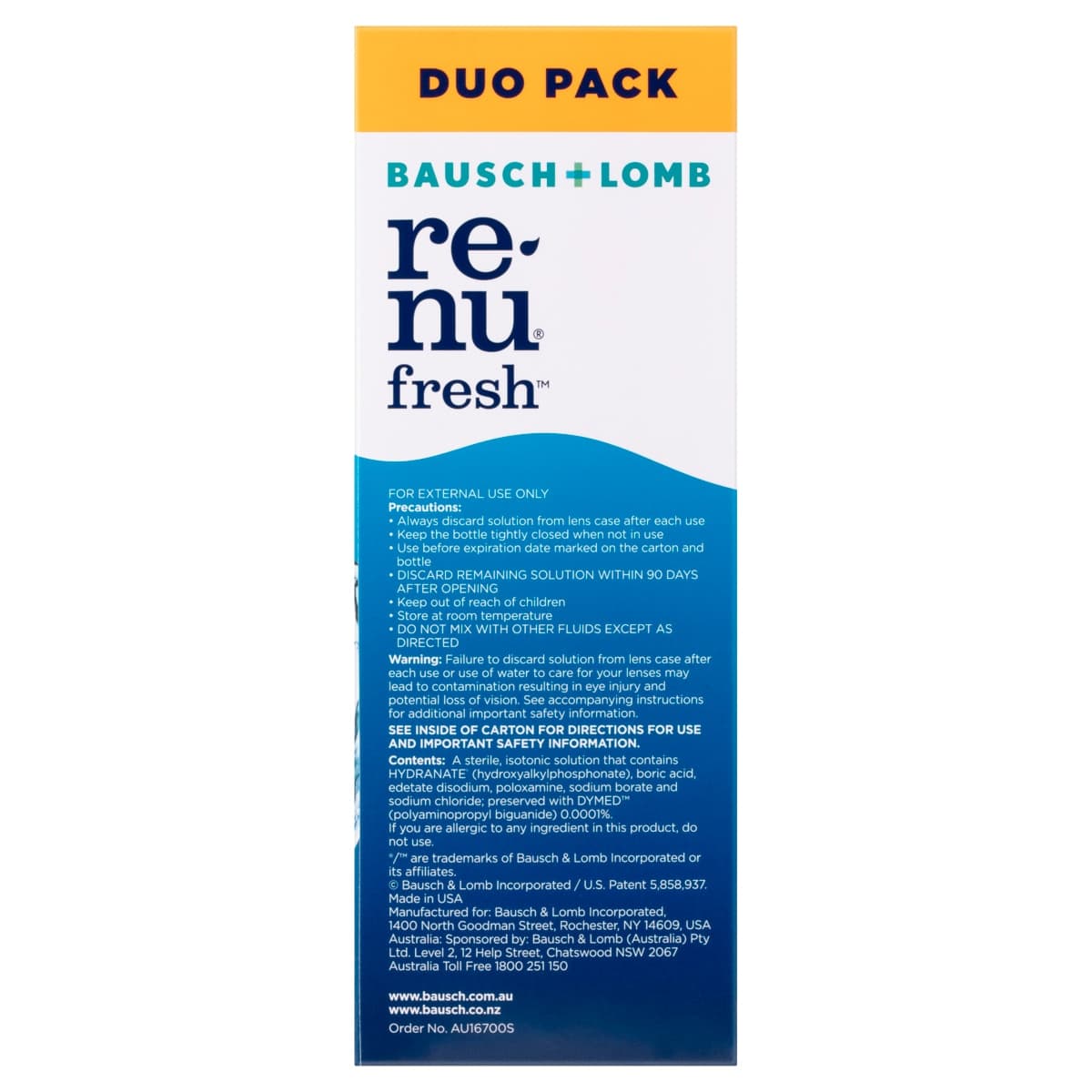 Thumbnail Bausch & Lomb Renu Fresh Multi-Purpose Solution 355ml + 120ml