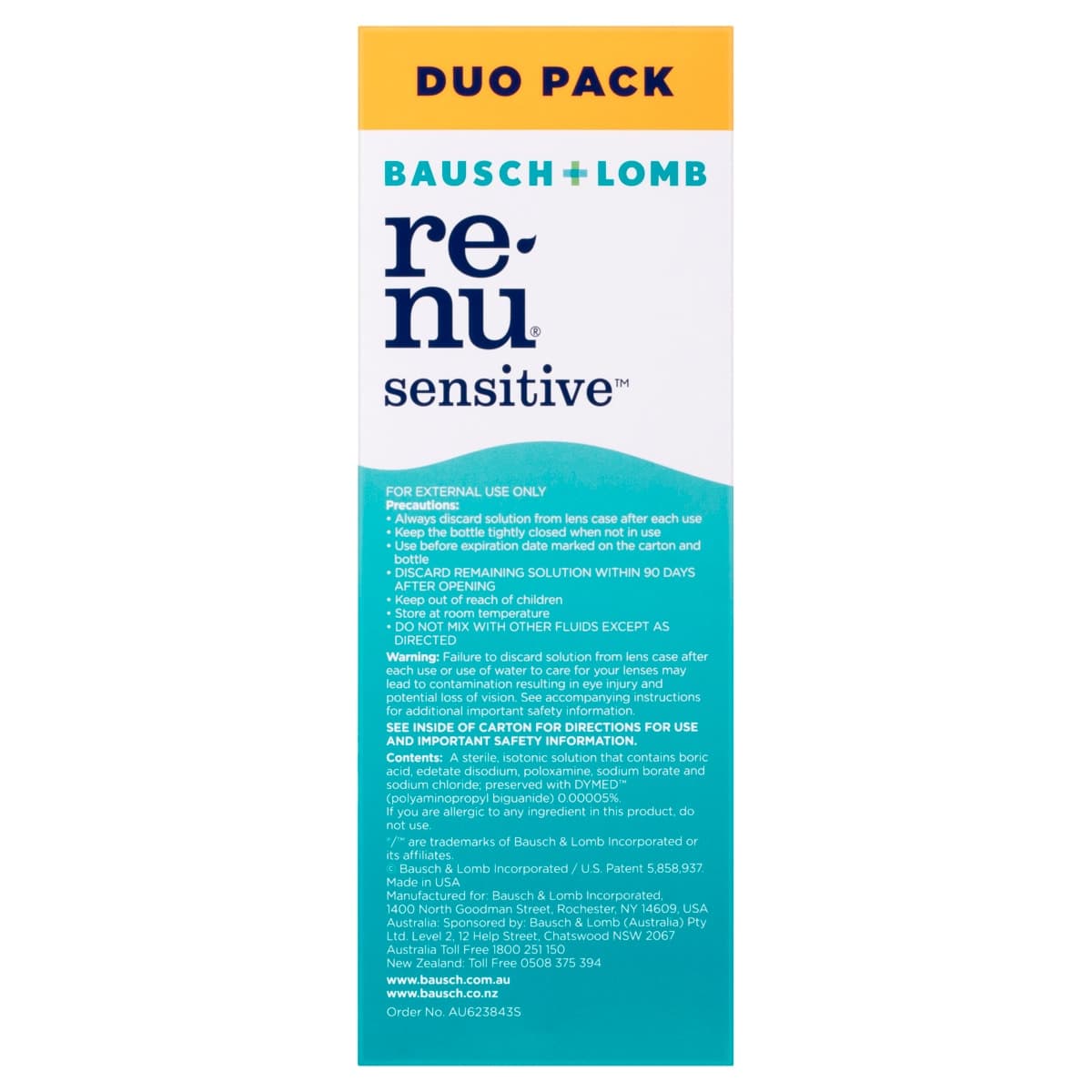 Thumbnail Bausch & Lomb Renu Sensitive Contact Lens Solution 2 x 355ml