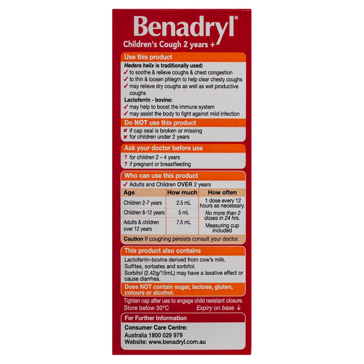 Thumbnail Benadryl Children's Cough Liquid 2 Years+ Honey Lemon 200ml