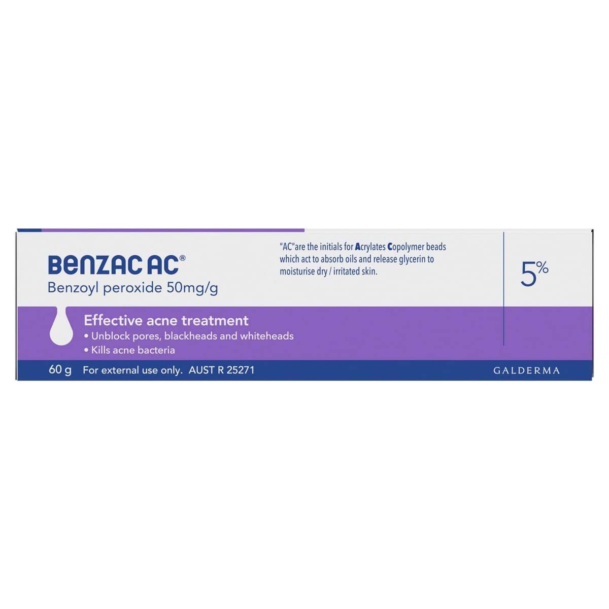Thumbnail Benzac AC Moderate Strength 5.0% Acne Gel 60g