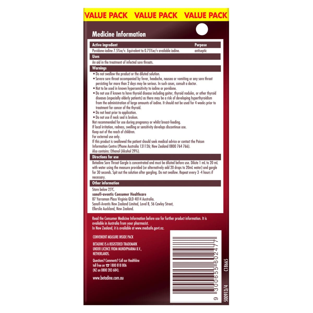 Thumbnail Betadine Sore Throat Gargle Concentrated 40ml