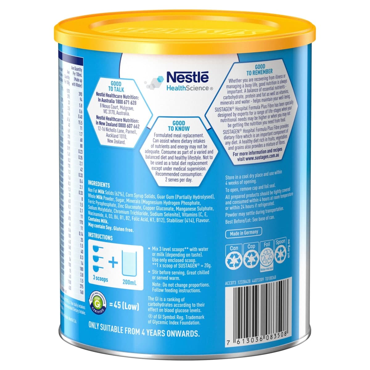 Thumbnail Sustagen Hospital Formula Plus Fibre Vanilla 840g